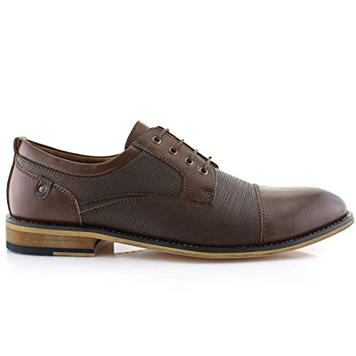 Image of Ferro Aldo Men's Modern Cap-Toe Derby Collection | Statement Dress Shoes in Floral, Woven, & Classic Styles