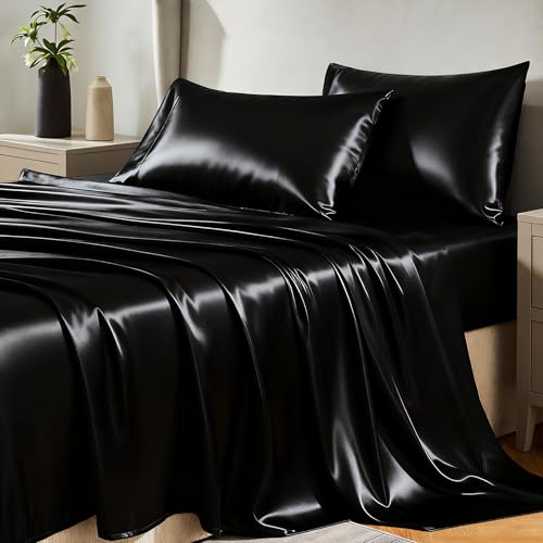 CozyLux Satin Sheets Queen Size Bed Set - 4 Piece