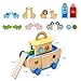 Teekdeer Noahs Ark Toy, Baptism Gifts for Boys with Animal Shape Sorter, Wooden Montessori Toys for Toddlers, Bible Toys for 1 2 3 4 Years Old Baby Girl and Boy