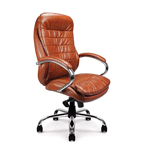 Image of Eliza Tinsley 618KTAG/LTN High Back Leather Faced Executive Armchair with Chrome Base