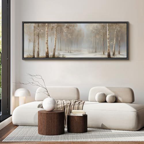 Image of MUDECOR Large Framed Canvas Print Wall Art Snow Birch for Living Room