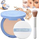 Maycheer Lasting Waterproof Face Powder, Maycheer Pressed Powder, Maycheer Waterproof Press Powder, Maycheer Cover Face, Matte Smooth Setting Powder Makeup (Natural Skin, L)