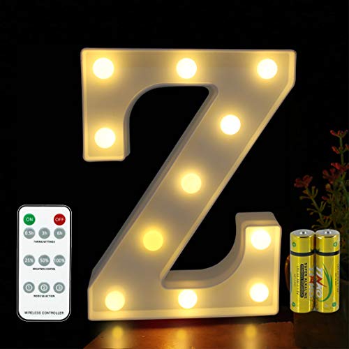 Buchstaben Lichter HONPHIER® Buchstabe Lampe Fernbedienung Alphabet Lampe LED Brief Beleuchtung Buchstabe Licht Beleuchtete Buchstaben Nachtlichter Dekoration für Geburtstag Party Hochzeit (Z)