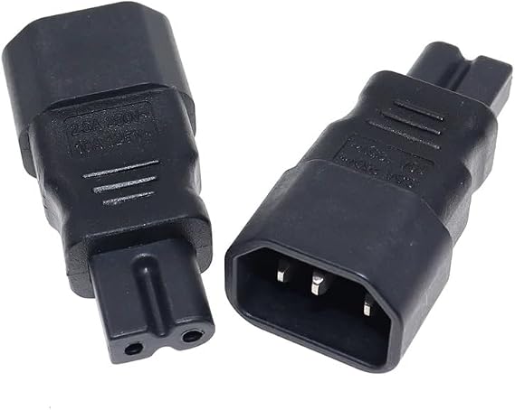 Toptekits C14 to C7 Polarized Adapter, IEC320 C14 3-Prong Male Plug to Polarized C7 2-Prong Female Receptacle Power Plug Adapter ,Polarized C7 to C14 Power Plug Adapter (C14 to C7 Polarized Adapter)