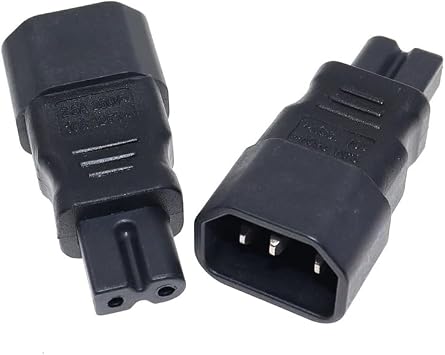 Toptekits C14 to C7 Polarized Adapter, IEC320 C14 3-Prong Male Plug to Polarized C7 2-Prong Female Receptacle Power Plug Adapter ,Polarized C7 to C14 Power Plug Adapter (C14 to C7 Polarized Adapter)