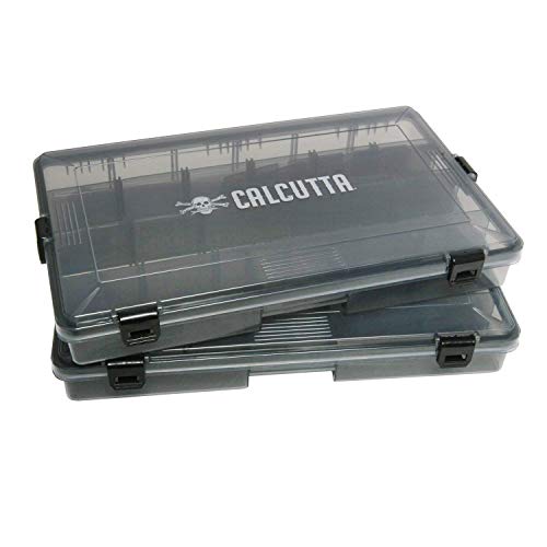 Calcutta Waterproof 4-Latch Tackle Utility Boxes – 2 Pack, Fishing Storage Box Organizer Case