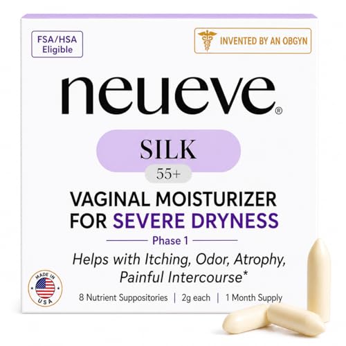 NeuEve Silk Vaginal Moisturizer for Menopause Relief | Long-Lasting Support for Women 55+ with Severe Dryness, Itching, Odor, & Irritation | All-Natural Hormone-Free | Phase 1 | 8ct, 1-Month Supply