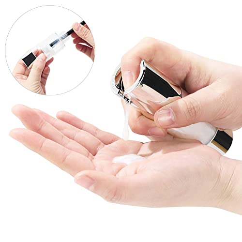 longway Silver Airless Cosmetic Cream Pump Bottle Travel Size Dispenser Refillable Containers（1oz/30ml,pack of 62