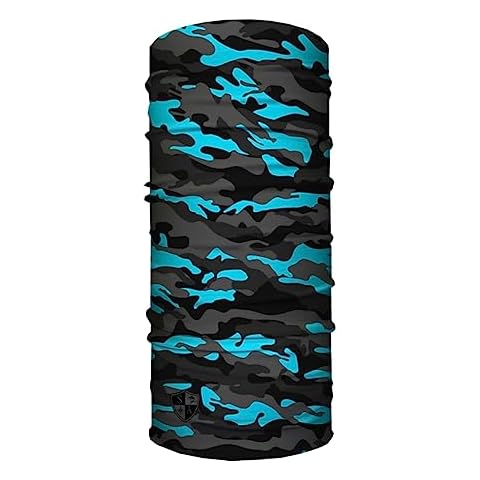 S A Company Kids' Face Shields UPF 30+, Breathable Multipurpose Neck Gaiters for Boys and Girls (Pack of 1 - Aqua Military Blackout Camo) Cover