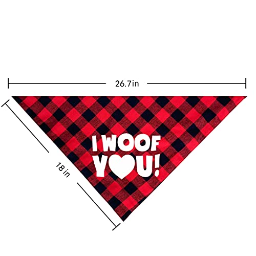 Pohshido 2 Pack Valentine's Dog Bandana, Holiday Buffalo Plaid Bandana Scarfs For Small Medium Large Dogs Cats Pet Puppies (Free Kisses) #TOP1