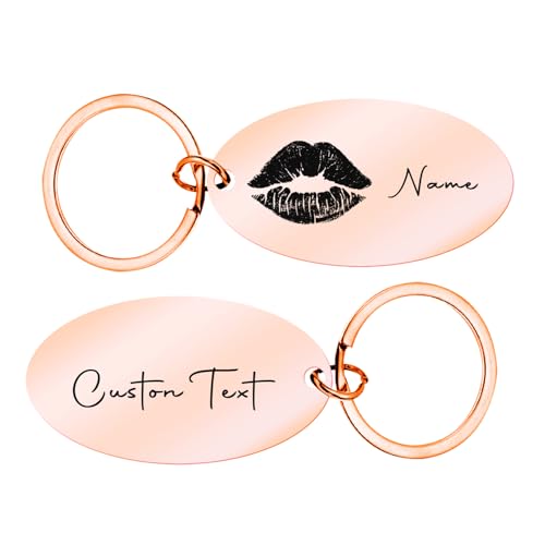 Image of GOOBRRL Personalized Lip Kiss Keychain with Name Custom Valentine's Day Metal Keychain Couple Name Key Chain To My Love Key Chain Long Distance Keepsake Gifts for Women Men Anniversary Birthday,03