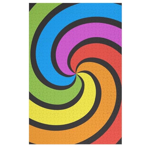 Image of Rainbow Swirl Wooden Puzzles for Adults Wood Puzzle Creative Gift Decor Artwork 1000 PCS, 20240524