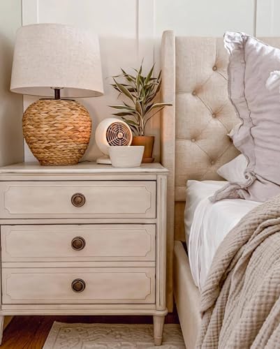 JONATHAN Y 24.5" Natural Water Hyacinth Farmhouse Basket Table Lamp, Coastal Decor for Living Room Bedroom Nightstand, Light Gray Linen Shade, LED Bulb Included JYL6501A - Image 4