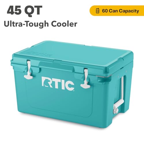 Image of RTIC Ultra-Tough Cooler Hard Insulated Portable Ice Chest Box for Beach, Drink, Beverage, Camping, Picnic, Fishing, Boat, Barbecue