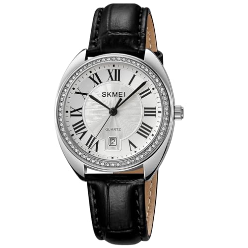 Montre femme bracelet cuir noir SKMEI étanche pour un style élégant et décontracté au quotidien