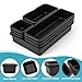 10 PCS Drawer Organizer Set, 4 Size Makeup Drawer Divider Organizer With Non-Slip Pads, Interlocking Plastic Storage Bins for Office,Jewelry Vanity,Gadgets, Bathroom,Kitchen, Black