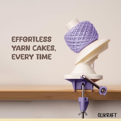 Image of Olikraft Manual Yarn Winder | Yarn Ball Winder, Roller, Baller Crochet Spinner for Crocheting | Clamp for 1 3 /4 inch Surfaces | Create Cakes up to 4oz (Lavender)