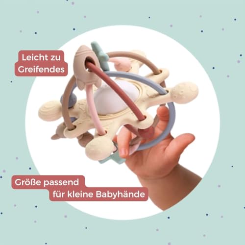 Colifree® - Beißring Baby, Baby Spielzeug ab 3 Monate, Flexibles Design mit Rassel, Beißspielzeug, Zahnungshilfe baby, Greifball für babys, Leicht zu Greifendes, Ideal Fūr Kleine Hände