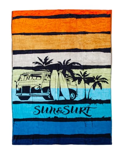 SUN & SURF Żakardowy ręcznik plażowy podwójny 140x180 duży ultra miękki aksamit bawełna kolory premium