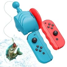 HEATFUN Compatible with Joy-Con Controllers Fishing Rod Accessory, Motion Reeling Grip for Switch Fishing Games, Controllers Not Included, Not for Switch 2 Joy-Cons