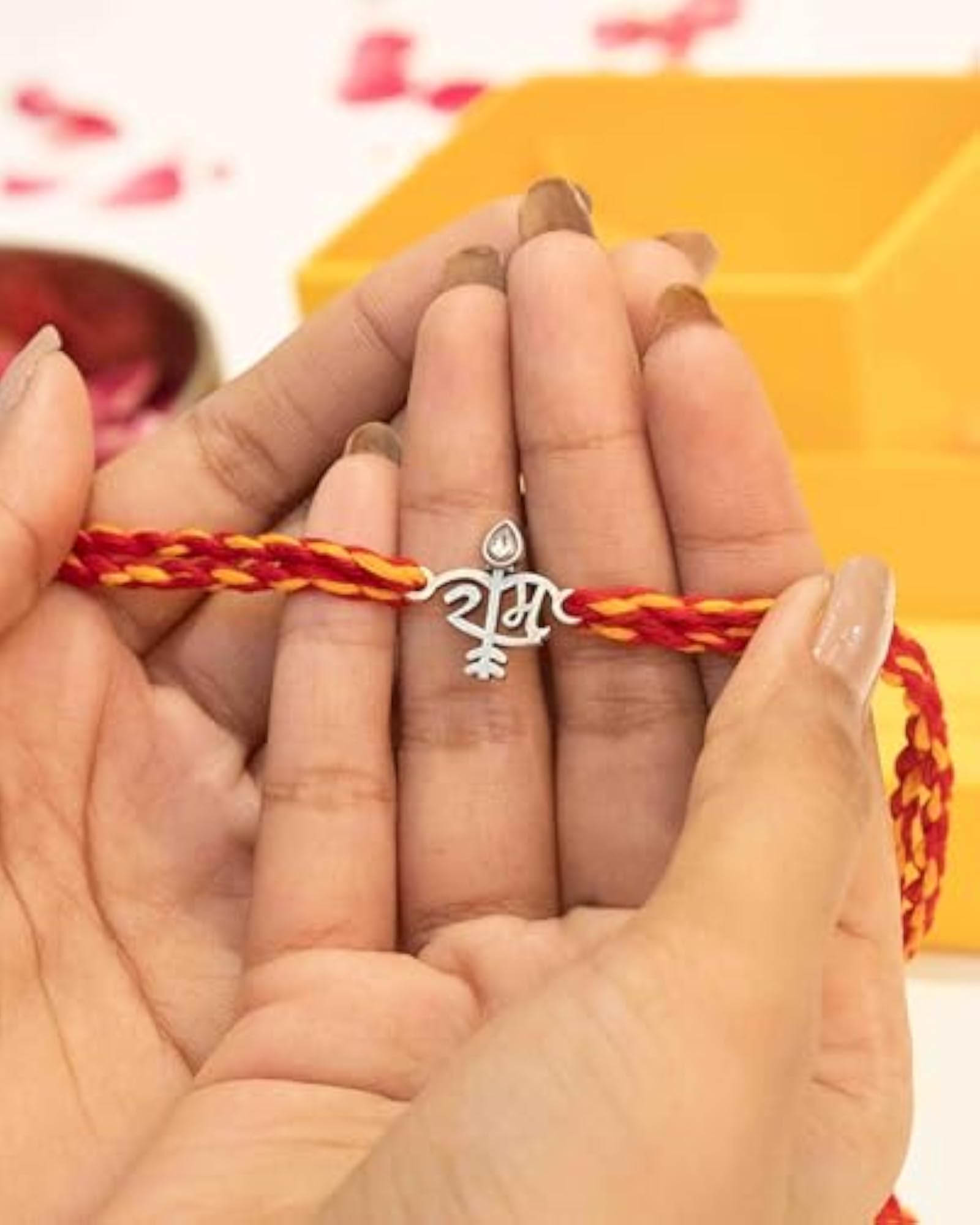925 Solid Sterling Silver Rakhi with Shri Ram Dhanush Baan Design