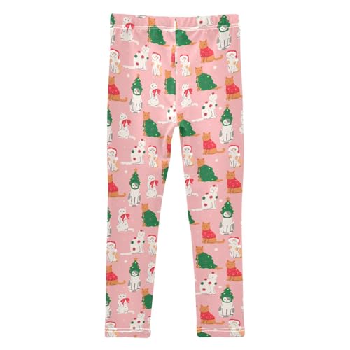 Girls Leggings Soft Toddler Ankle Length Bottoms Christmas Cats Kids Dance Yoga Pants 4-10 Years2
