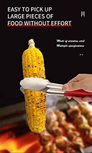 Image of Stainless Steel Food Tongs Clips with Vinyl Coated Handle for BBQ Cooking Serving Grilling Kitchen Tool, 9 Inch (1)
