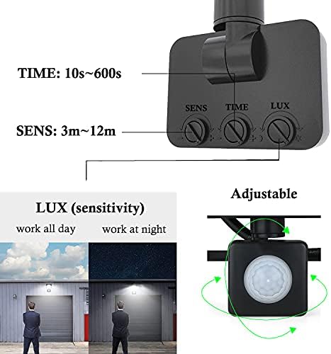 sunkles 100W LED Flood Lights with PIR Motion Sensor, Security Light, 6000K Day White 9000LM Super Bright, Outdoor Waterproof IP66