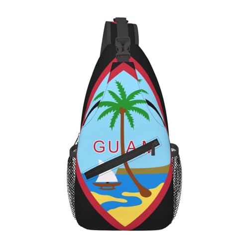 Seal Of Guam Sling Backpack Chest Daypack Crossbody Crossbody Shoulder Bags For Travel Sports Running Hiking, Black