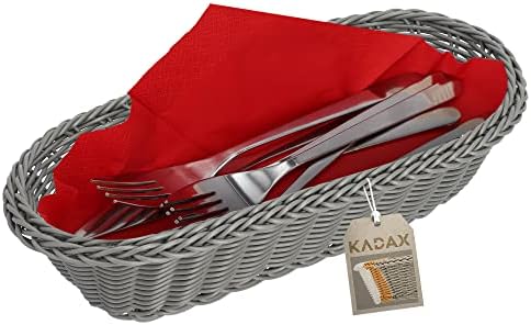KADAX Bread basket , Wicker Baskets in 3 colors and shapes, Polypropylene basket with air access, Food basket for bread, fruit, vegetables, pastries, Braided basket, Grey