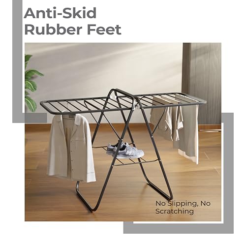 Image of Lifelong Heavy-Duty Cloth Dryer Stand | Foldable Laundry Rack with Sturdy Iron Frame | Anti-Skid Floor Protection | Compact Storage Design | For Clothes, Towels & Linen Drying Indoors or Outdoors