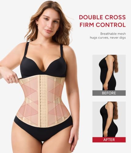 Nebility Waist Trainer for Women Long Torso Corset Shapewear Tummy Control Detail