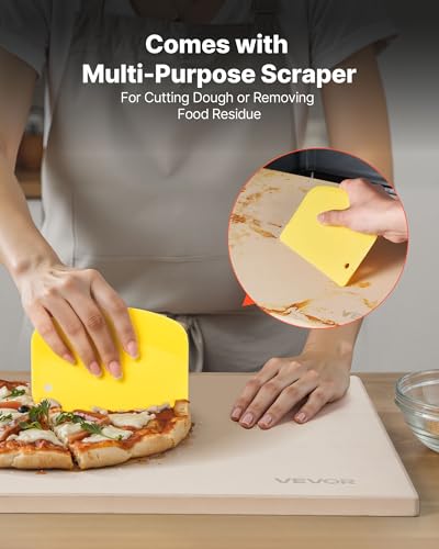 Miniatura 4 de Vevor Piedra Para Hornear Pizza De 508 X 355 Mm, Rectangular De Cordierita, Placa Extragrande Con Raspador, 17 Mm De Grosor, Resistente Al Calor, Apta Para Cocina, Horno, Pan, Pizza Y Parrilla