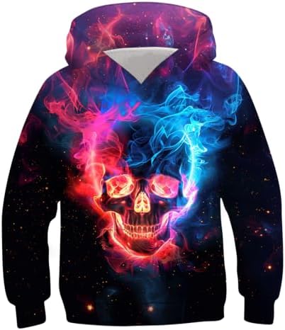 kids4ever Unisex Kinder Hoodie 3D Lustig GedrucKt Kapuzenpullover Langarm Pullover Hoodies Sweatshirt für Jungen Mädchen mit Tasche Alter 6-16