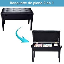 COSTWAY Banc/Banquette/Tabouret de Piano 2 Places Hauteur Réglable : 48,5-56,5CM en Bois Massif avec Fonction de… - Les Beatles, Paul McCartney, John Lennon, RIngo Starr, George Harrison COSTWAY Banc/Banquette/Tabouret de Piano 2 Places Hauteur Réglable : 48,5-56,5CM en Bois Massif avec Fonction de… – Image 5