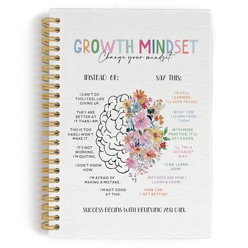 YLZlhb Boho Mental Health Spiral Notebook Journal, Growth Mindset Floral Therapy Notebooks for Note Taking, Inspirational Gifts for Women, Positive Affirmations Hardcover Spiral Journal 5.5x8.3 Inches