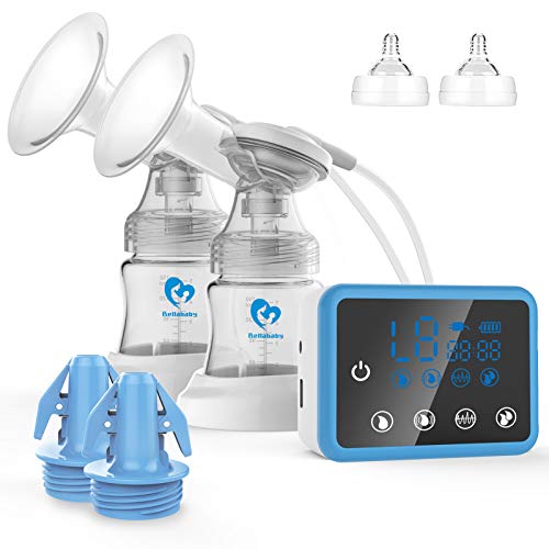Sacaleches Eléctrico, Bellababy Extractor de Leche Doble Pantalla Táctil Sensible, Múltiples Modos y Niveles de Succión, Portátil,con Bolsas de Almacenamiento de Leche de 10 Piezas