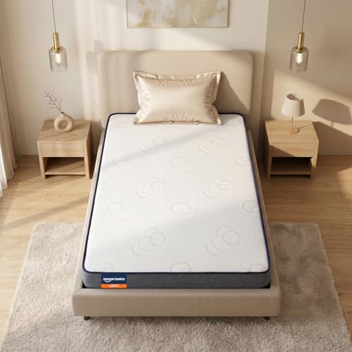 Image of Amazon Basics Dual Comfort Foam 5 Inch Mattress | Single Size Bed Mattress, 5-Inch Thick | Reversible Super Soft & Medium Firm Sides, CNC Foam Support | Bed Mattress (72x36x5 Inches, Polyester Cover)