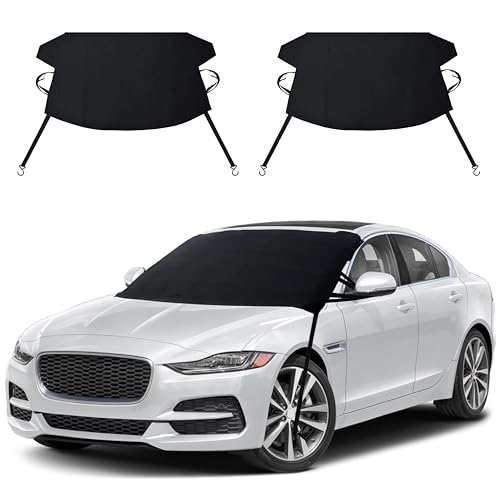 EcoNour Windshield Cover for Ice and Snow | Enhanced 600D Oxford Fabric Windshield Cover for Any Weather | Water, Heat & Sag-Proof Car Windshield Snow Cover | (69 x 42 inches) (Pack of 2)