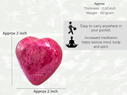 Image of Certified Pink Rhodonite Crystal Heart Palm Pebbles Stones for Anxiety Stress Relief Massage - AAA Grade Original Healing Gemstone Agate Heart Palm Stone for Yoga Meditation Spiritual