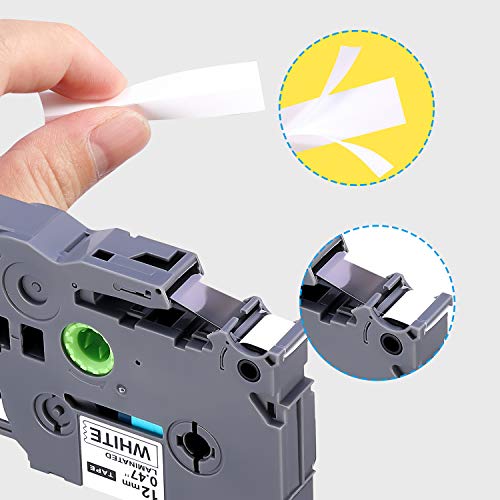 Tze-231 Compatible Label Tape Replacement For Brother Tze-231 Tz-231 Laminated P-Touch Label Maker Tape, Black On White, For Pt-D200 Pt-D210 Pth100 Pt-D400, 0.47" X 26.2'(12Mm X 8M), 6 Packs #TOP3
