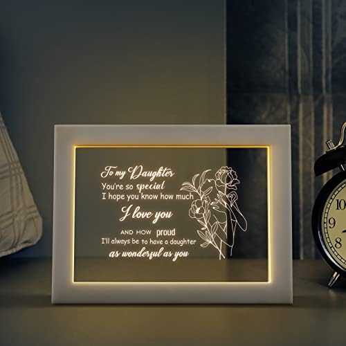 Daughter Birthday Gifts, KAAYEE Frame Night Light Gifts for Daughter, Presents for Daughter from Mum Dad, Thanksgiving Christmas Back to School Gifts for Daughter (Daughter) (Daughter)
