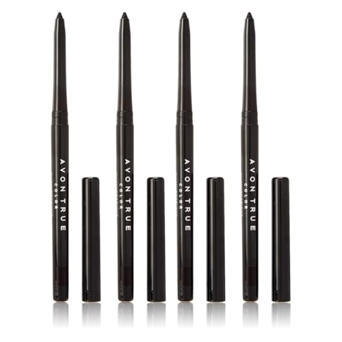 AVON Glimmersticks Eyeliner Blackest Black 4 Pack Waterproof Smudge-Proof Longwear Eye Liner Pencil Creamy Retractable Gel Formula Precise Glide 4 Pack
