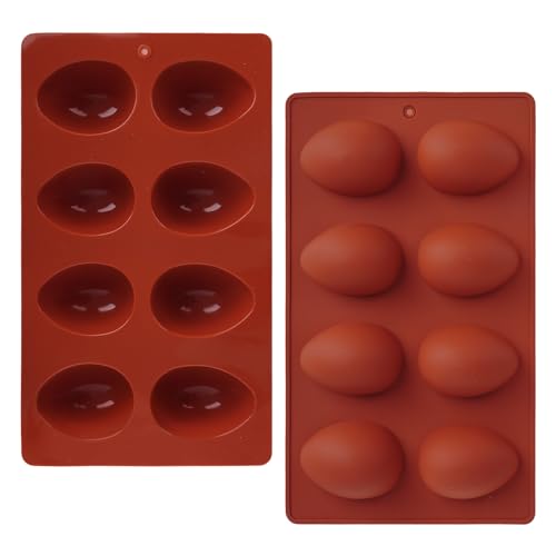 2Pcs 8-Cavity Silicone Easter Egg Molds, Egg Shaped Cake Pop Mold, Baking Supplies for Making