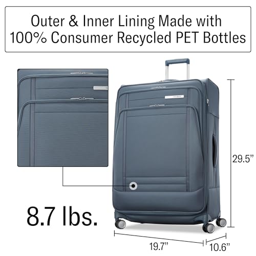 Samsonite UpLIFT Lightweight Large Checked Softside Luggage with Spinner Wheels - Expandable - Airline-Approved, Polyester Soft Suitcase for Ultra Light Travel - Elemental Blue by Samsonite - Used condition - Image 2