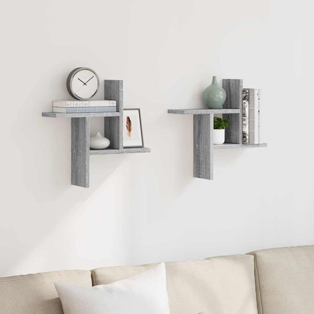 Grey Sonoma Engineered Wood Wall Shelf, 15x4.7x15 Inches Floating Display Ledge, Modern Storage for Living Room, Bedroom, Bathroom