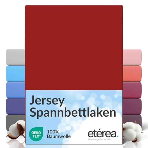 etérea Comfort Jersey Sábana Bajera 140x200cm-160x200 Oekotex Made in Green - 100% algodón, sábana Bajera de Punto de hasta 25 cm de altoCereza