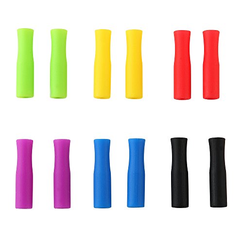 YWQ 12 Pcs Multicolored Food Grade Silicone Tips Cover,Only fit for 7cm 8cm 9cm Wide Stainless Steel Straws