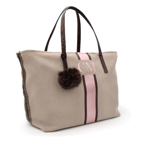 Variante de SARA REVERT bolso personalizado Beige-Marrón 50×28×19 cm