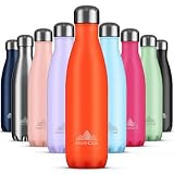 💦 MANTENTE HIDRATADO: Estas elegante y estilizada botellas de agua acero inoxidable son perfectas para hidratarse mientras te desplazas. El aislamiento de doble pared mantiene tus bebidas heladas durante horas, para que te sientas fresco todo el día.